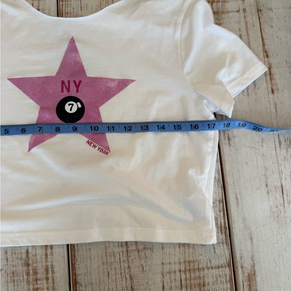 Graphic Tee with Pink Star and NY Accent Women’s no size tag - Picture 3 of 5